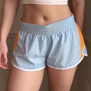 Nike Women's Tempo Brief-Lined Running Shorts, Size L, Light Blue/Orange